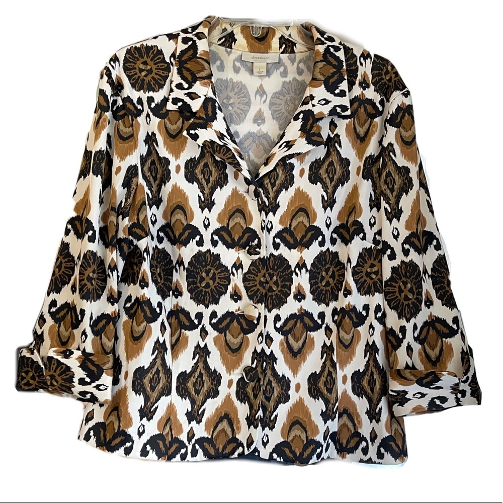 DRESSBARN White/Brown/Black Blazer